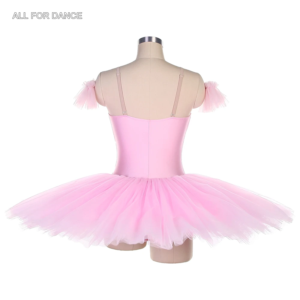 BLL441 성인 소녀 프리프로페셔널 발레 댄스 튜튜 핑크 스판덱스 보디스 누드 V넥 발레리나 드레스 공연복