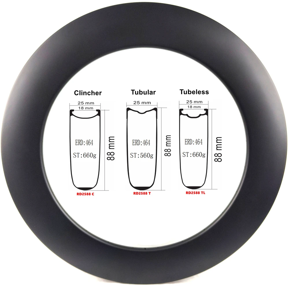 

BIKEDOC RD2588 700C Карбоновый обод, ширина 25 мм, глубина 88 мм, дорожный/гусеничный обод из углеродного волокна с дисковым тормозом или ободным тормозом