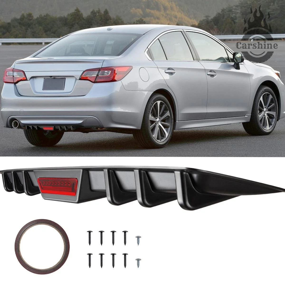 Car Rear Bumper Diffuser Lip Shark Fins Splitter Spoiler For Subaru Legacy black