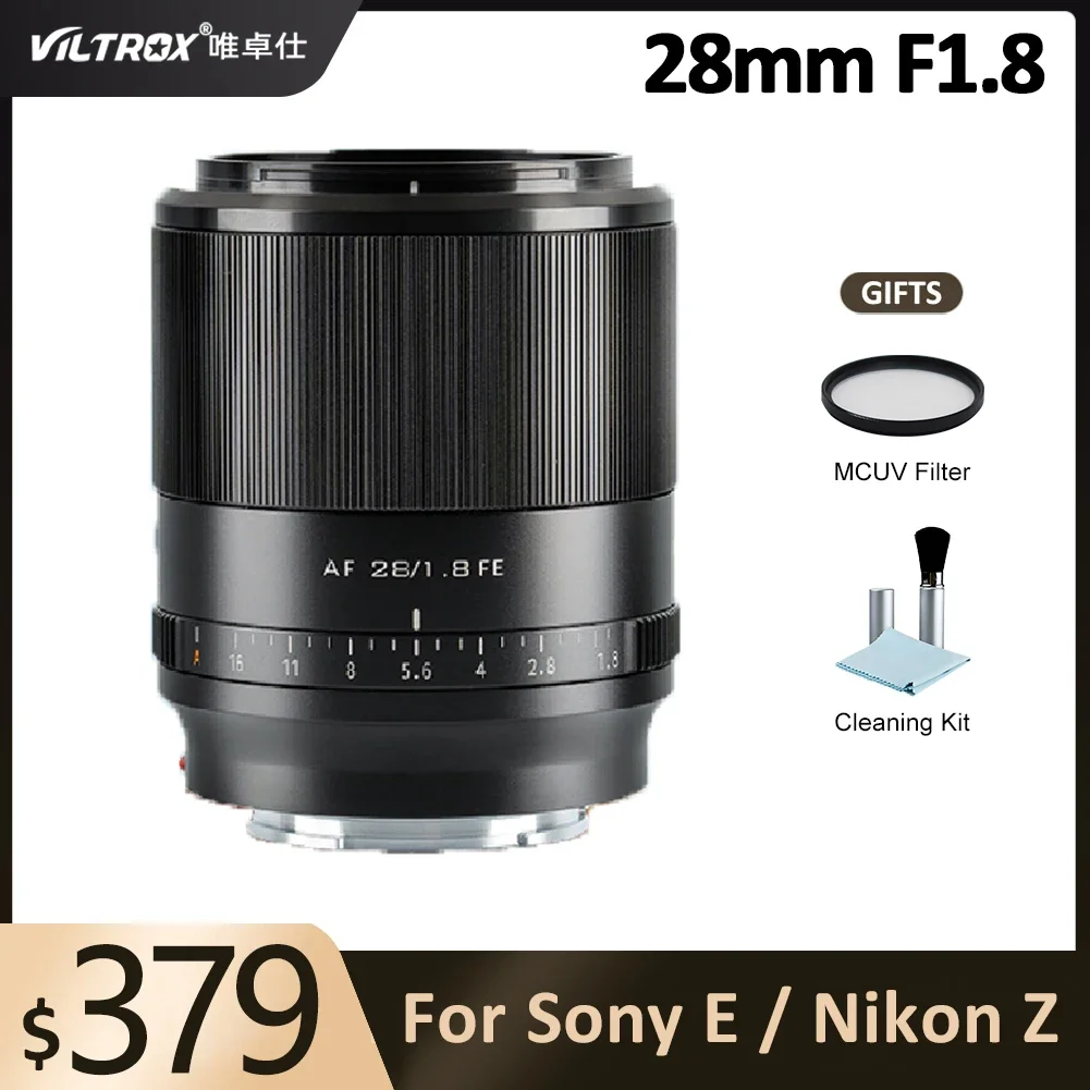 

Viltrox 28mm F1.8 Full Frame APS-C Auto Focus Wide Angle Camera Lens for Sony E Mount A7 A7R Nikon Z Mount Z5 Mirrorless Camera