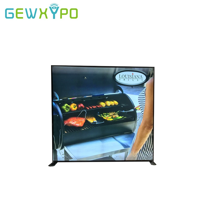 Expo Booth 8ft Wide 56mm Tube Tension Fabric Banner Advertising LED Backlit Backwall Stand With Single Side Graphic Printing