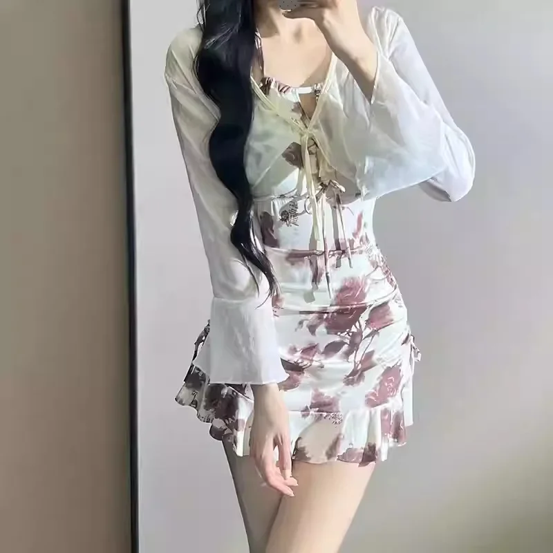 Women's New One-piece Conservative Skirt Style Beautiful Pure and High-end Feeling of Belly-covering Swimsuit