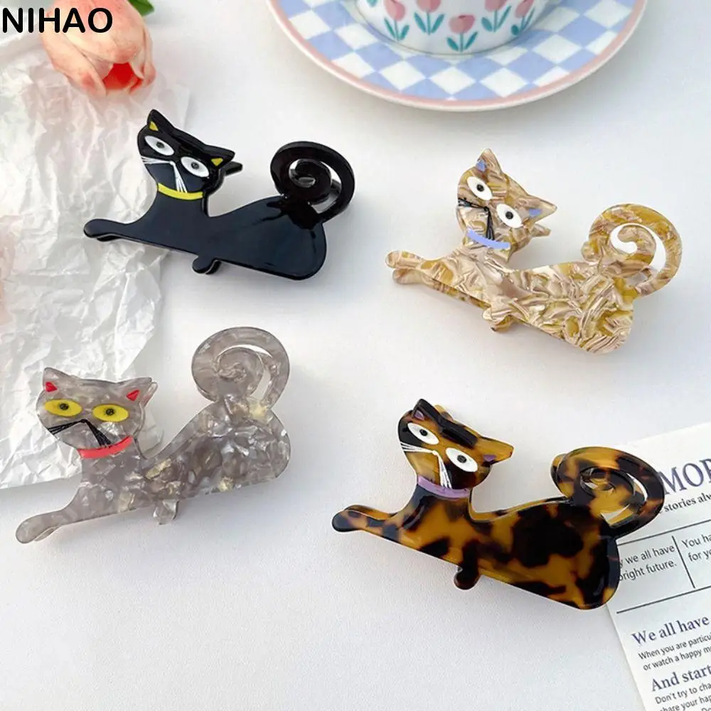 

Cute Acetic Acid Acetate Cat Hair Claw Cartoon Pet Animal Hair Clip Korean Style Hairpin Shark Clip Female
