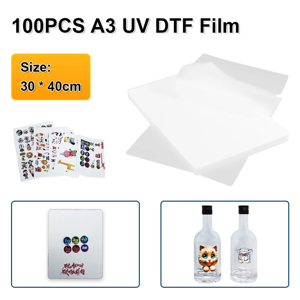 A3 DTF UV Film A UV DTF Transfer Film A For Acrylic Crystal Glass Metal For UV DTF Printers Irregular Shape Print A3 DTF UV Film