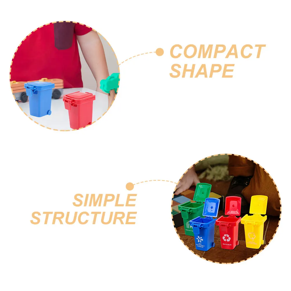 

8 Pcs Sliding Mini Trash Can for Kids Desktop ganizer Plastic Garbage Bin Sorting Holder Office Pen Bucket