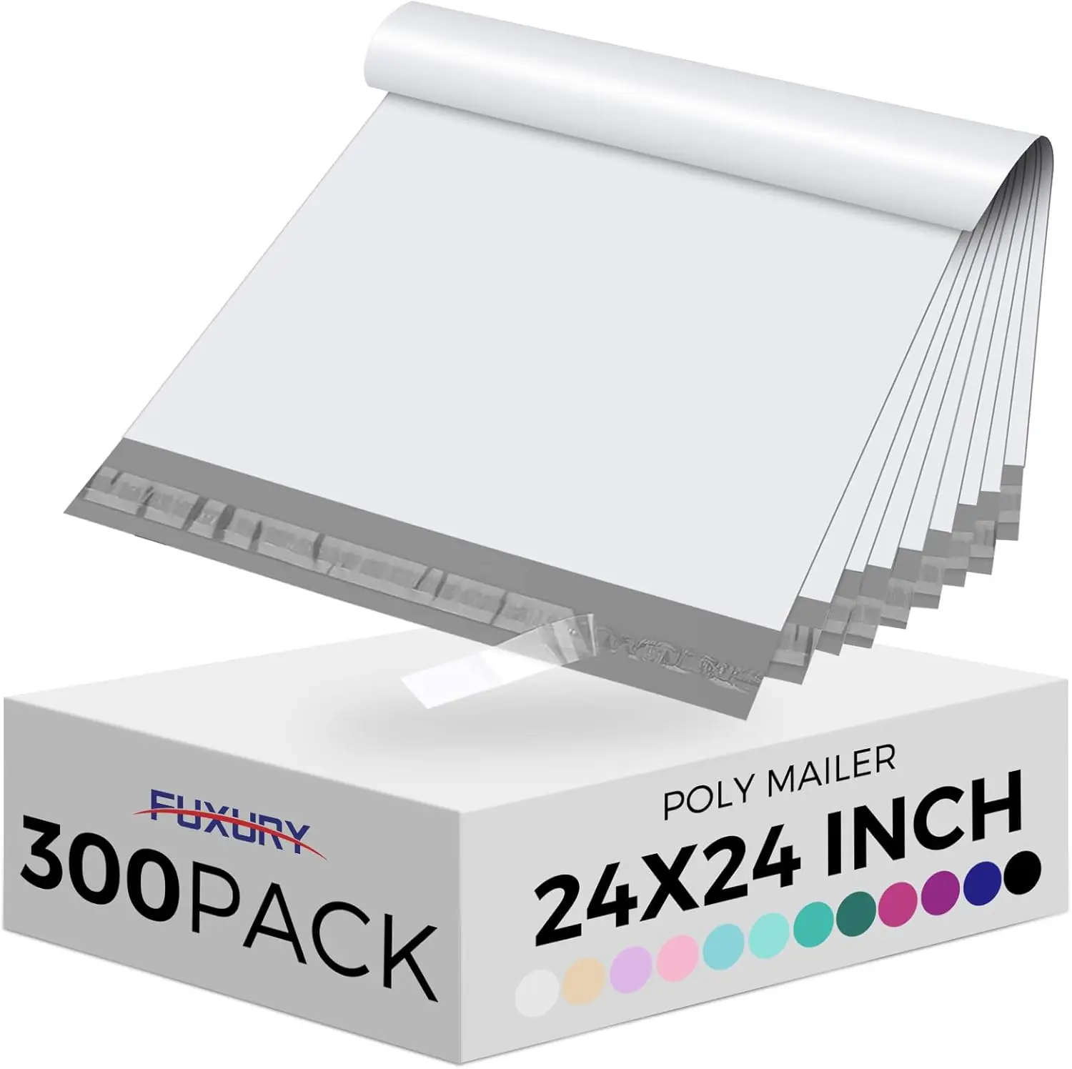 

300 Pcs Large Poly Mailers 24x24, Strong Adhesive Shipping Bags for Clothing, Waterproof Mailing Envelopes White