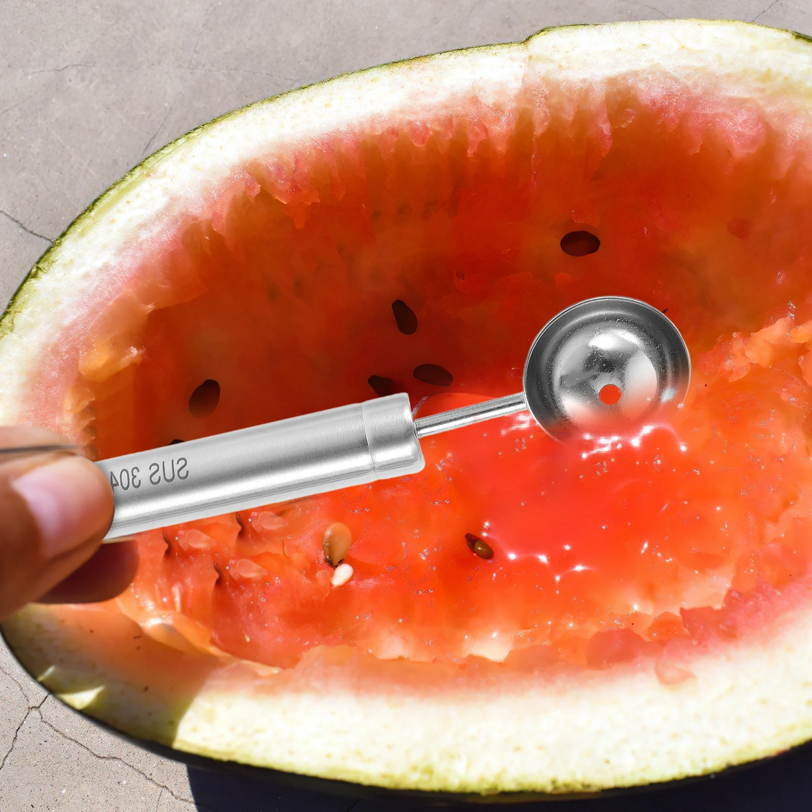 

3 Pcs Melon Baller Scoop Stainless Steel Fruit Balls Spoon Kitchen Dessert Maker Watermelon Ice Cream Tool Lightweight Practical