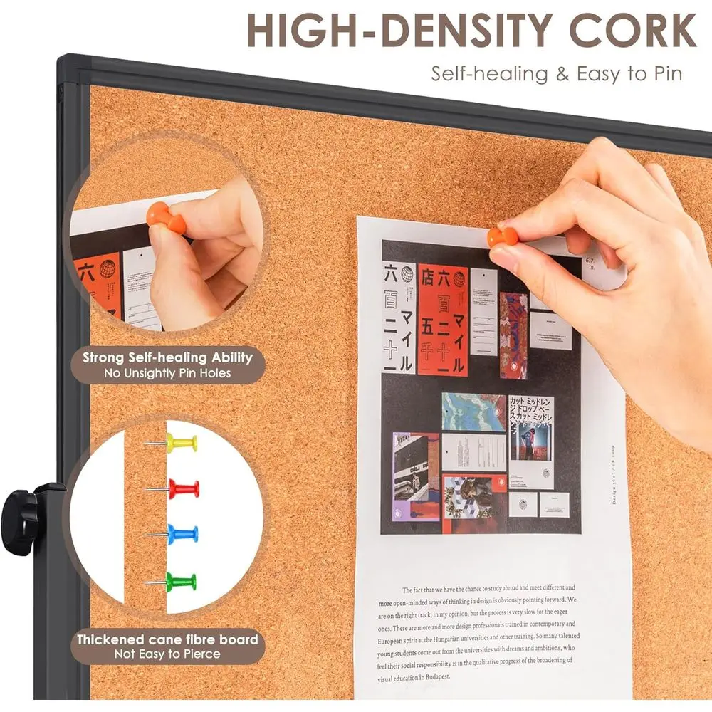 لوح مسح جاف مغناطيسي بارتفاع قابل للتعديل على عجلات، سبورة بيضاء كبيرة مقاس 32 × 48 بوصة مع لوحة مفلين طبيعية لعرض المكتب و #4