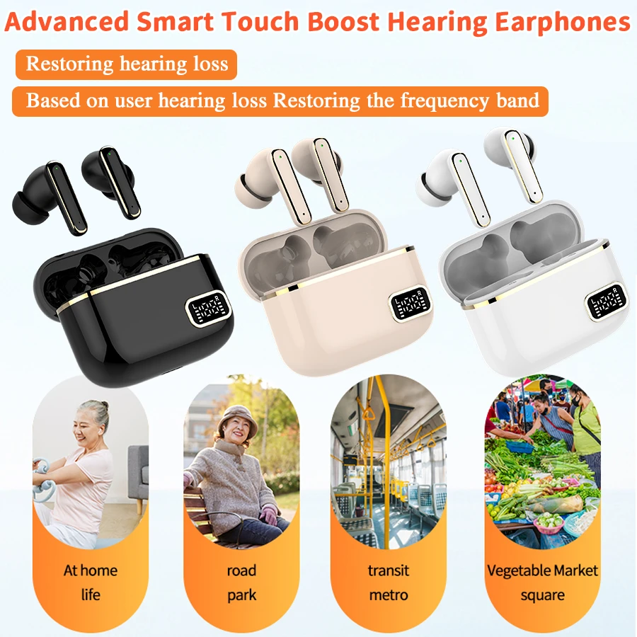 

New Advanced Intelligent Touch Hearing Gear Earphones Digital display Noise Reduction Sound Amplifier Earbuds For Elderly Gifts