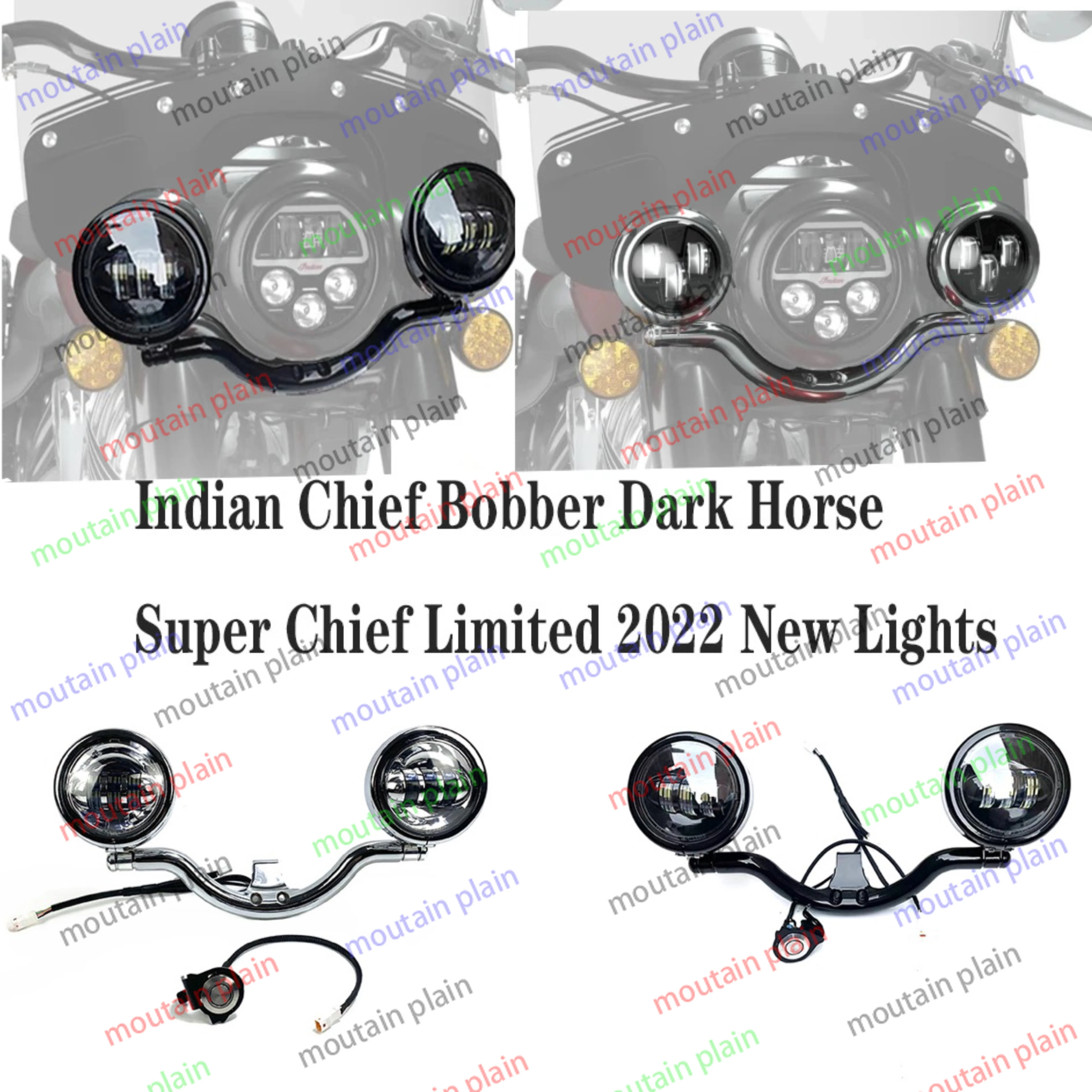 Led Auxiliary Lamp Driving Motorcycle Fog Lamp Assembly  Light  for Indian Chief Bobber Dark Horse or Super Chief Limited