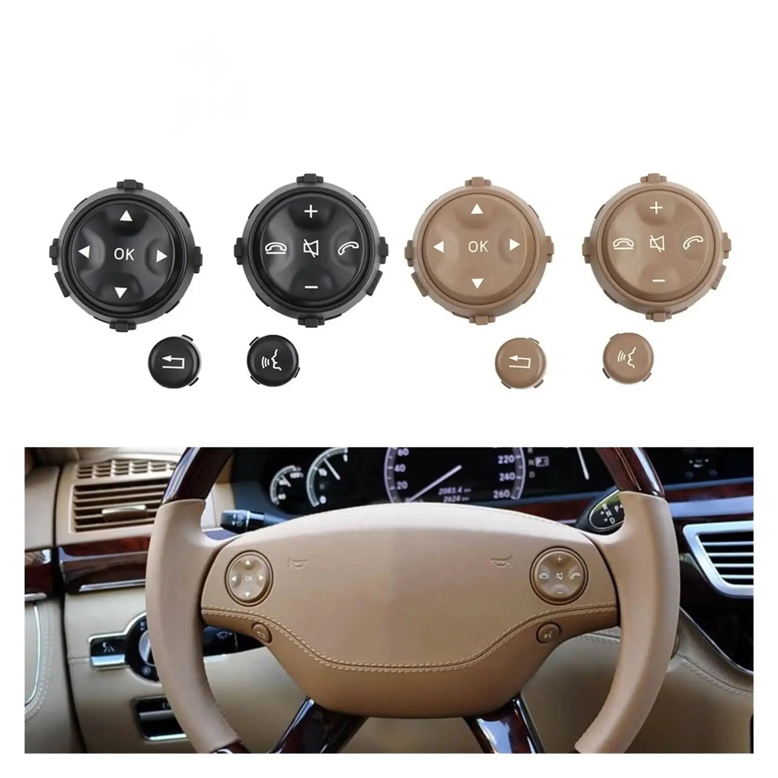 Car Multi-function Steering Wheel Push Button Cover For Benz W221 W216 S CL Class S280 S300 S350 S400 S600 2006-2009