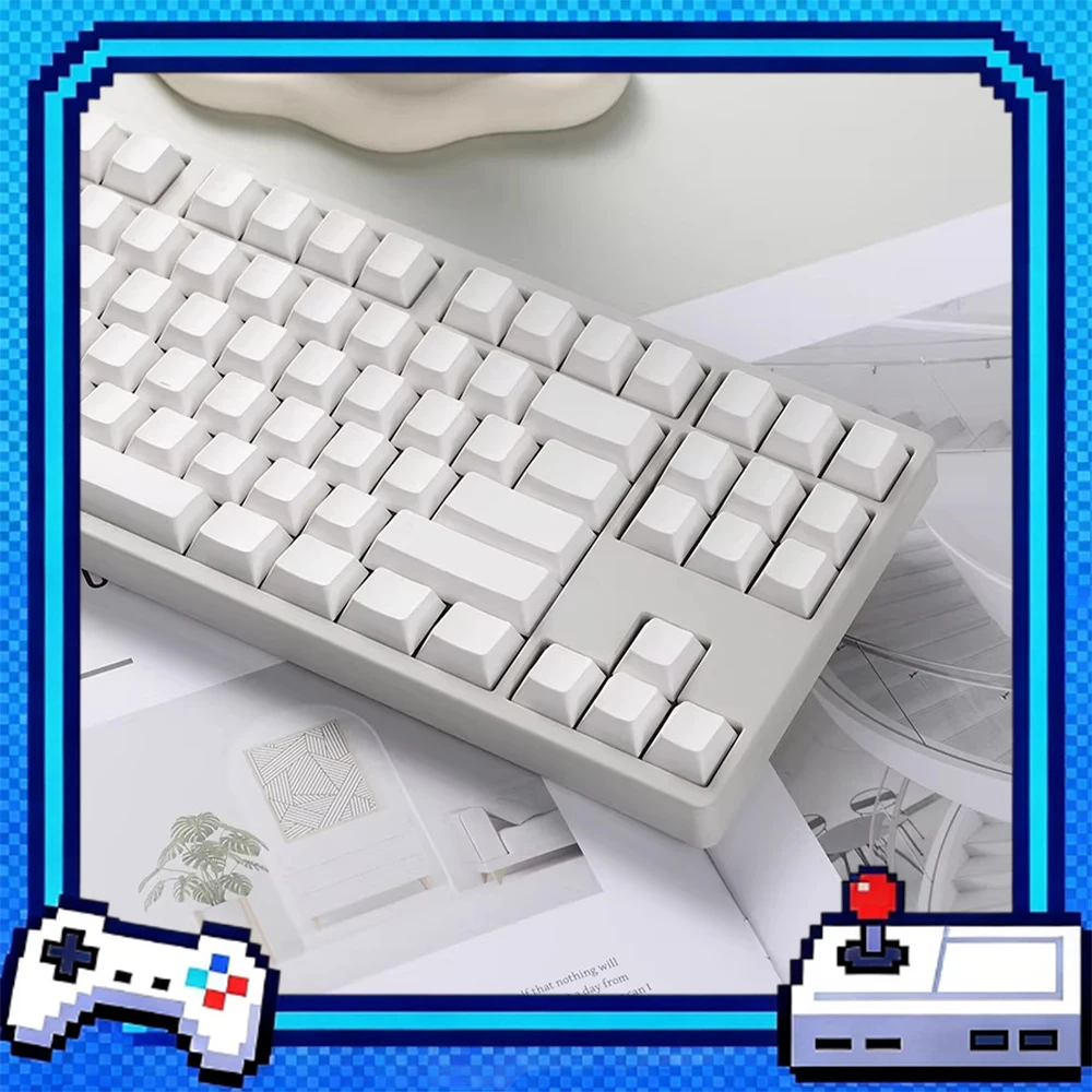 PBTfans Beluga Whale PC Keycaps Pbt Factory Height Keyboard Keycaps Skin Handle Containing Glass Beads For PC Accessories Gifts