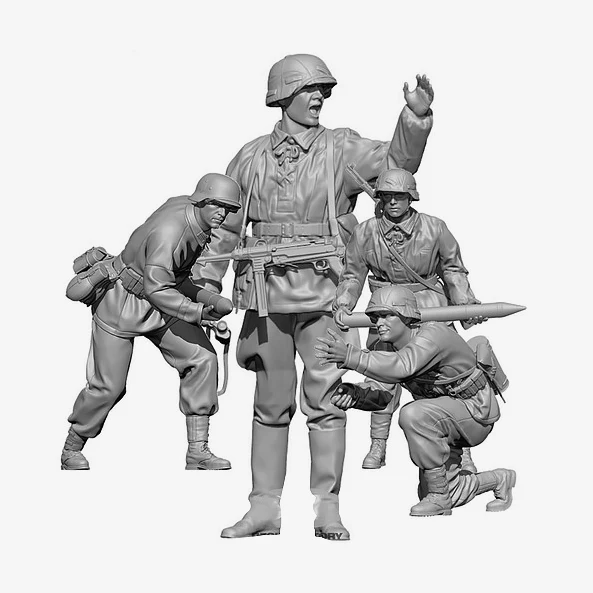 

1/35 наборы моделей солдата из смолы, фигурка бесцветная и самособранная (костюм 4 человека) A-2112