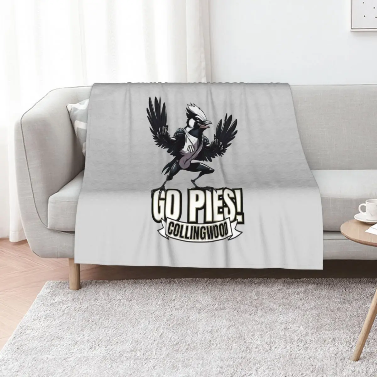 

Collingwood Go Pies! Magpies Throw Blanket Picnic Bed linens Giant Sofa funny gift Blankets