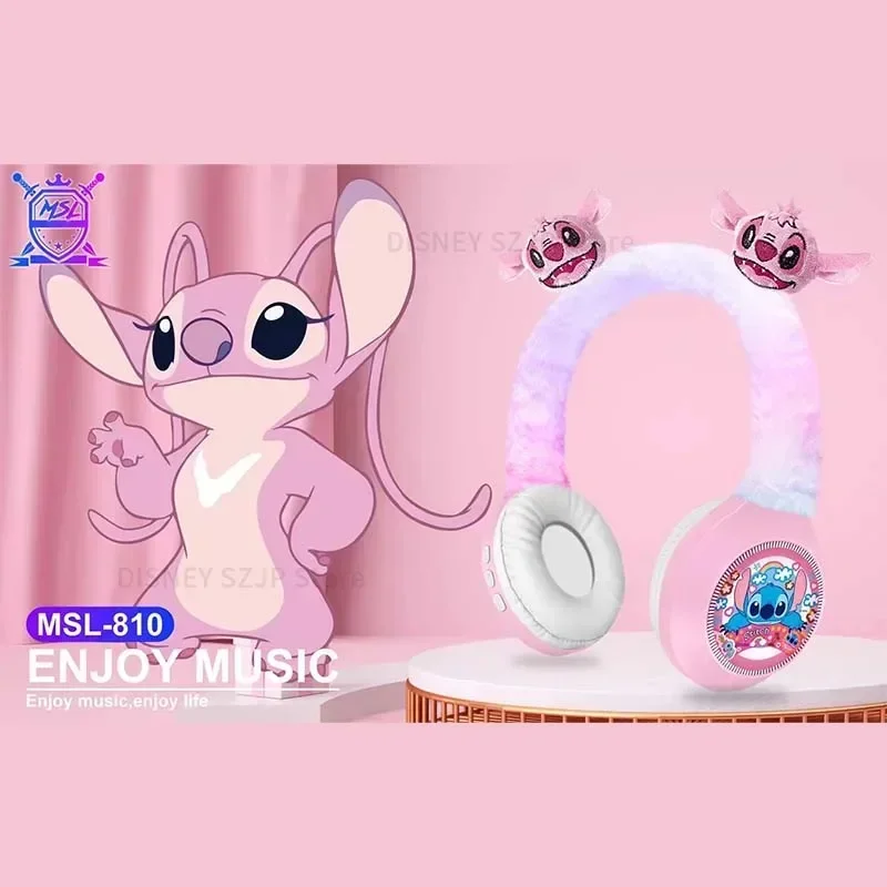 Auriculares Bluetooth Kawaii Disney Stitch, auriculares inalámbricos de felpa creativos con dibujos animados de Anime Stitch, regalos para festivales para niños