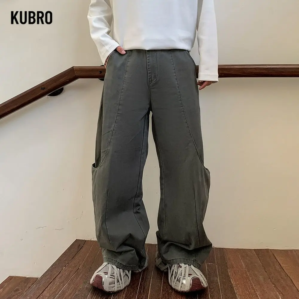 

Американский ретро изогнутый нож цвет джинсовые мужские свободные широкие драпированные потертые повседневные джинсы мужские джинсовые брюки мужская одежда брюки