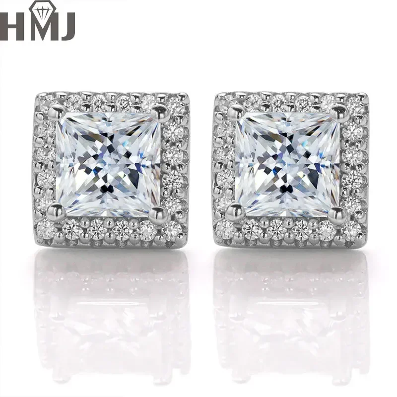 GRA 0.5ct-1ct D Color Certified Moissanite Stud Earrings Lab Created Diamond 925 Sterling Silver Gold Plated Wedding Jewelry