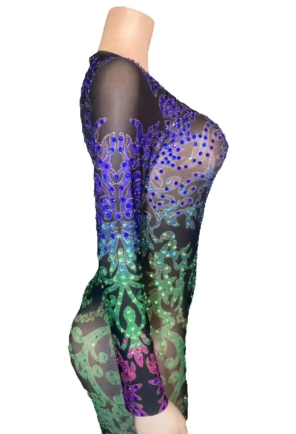 ZD Abito da festa per celebrità aderente lungo fino al pavimento con paillettes completo Personalizza il fianchi lungo aderente sexy scollato da donna