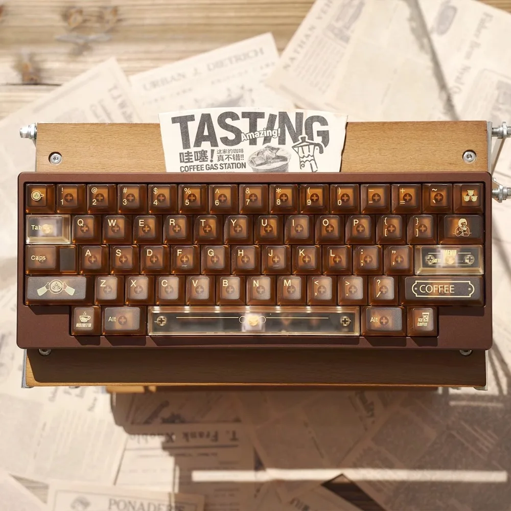 

Custom TapTempo Coffee Shop Keycap Set 154 Keys PC Foggy Key Caps for Mechanical Keyboard Gaming Accessory Point GMK Gift