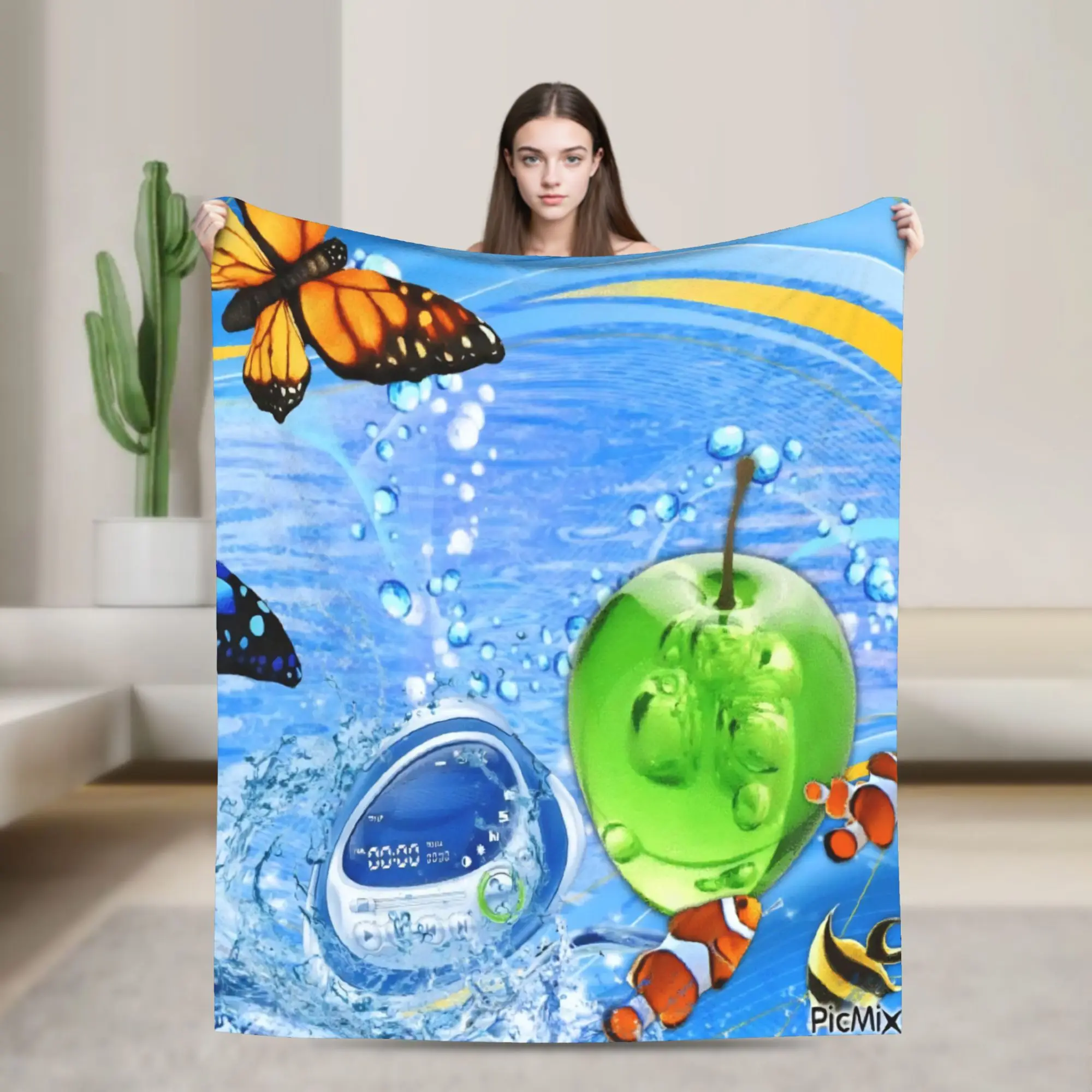 Electronic Y2K Frutiger Aero Blanket Fleece Summer Air Conditioning  Portable Super Warm Throw Blankets for Home Car Quilt
