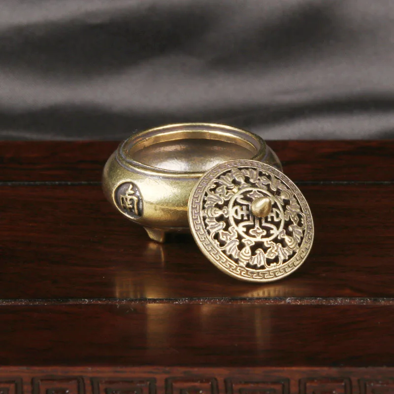 Mini Brass Namo Amitabha Buddha Incense Burner Vintage Copper Table Ornament One Stick Incense Holder Desk Decor Collectible