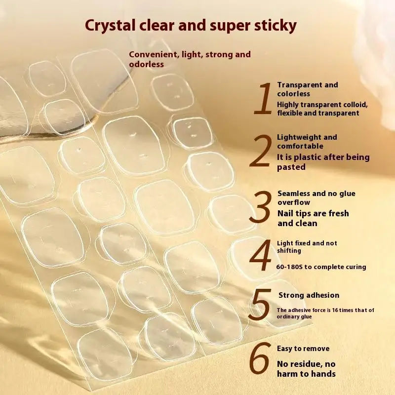 120pcs/5 Sheets Double Sided Stickers Jelly Transparent Nail Glue False Nail Reusable Adhesive False Nails Accessories And Tools