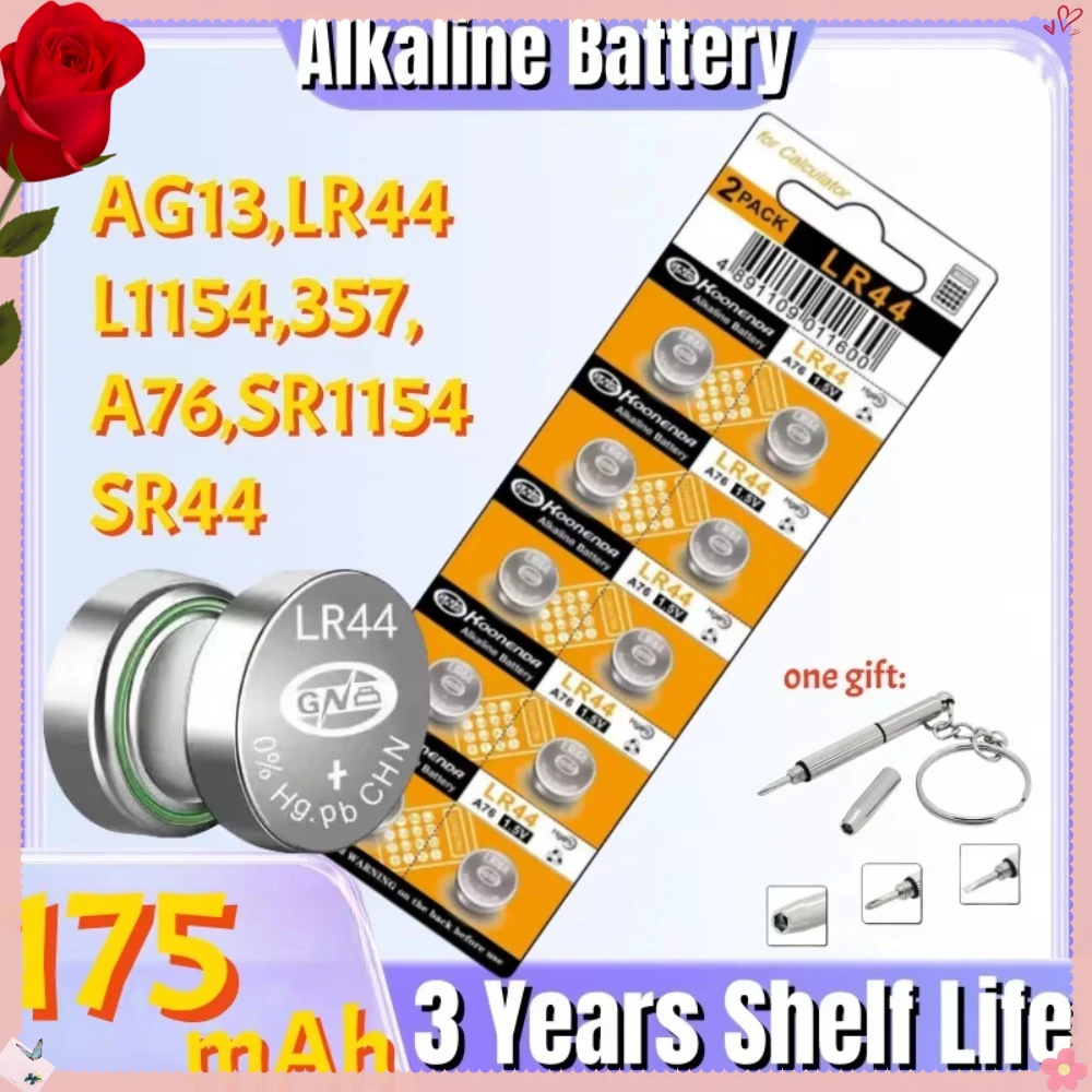

10-180PCS AG13 LR44 Cell Battery 1.5V A76 357 SR44 LR1154 SR1154 Button Coin Batteries L1154 Battery for Watch Toy Remote