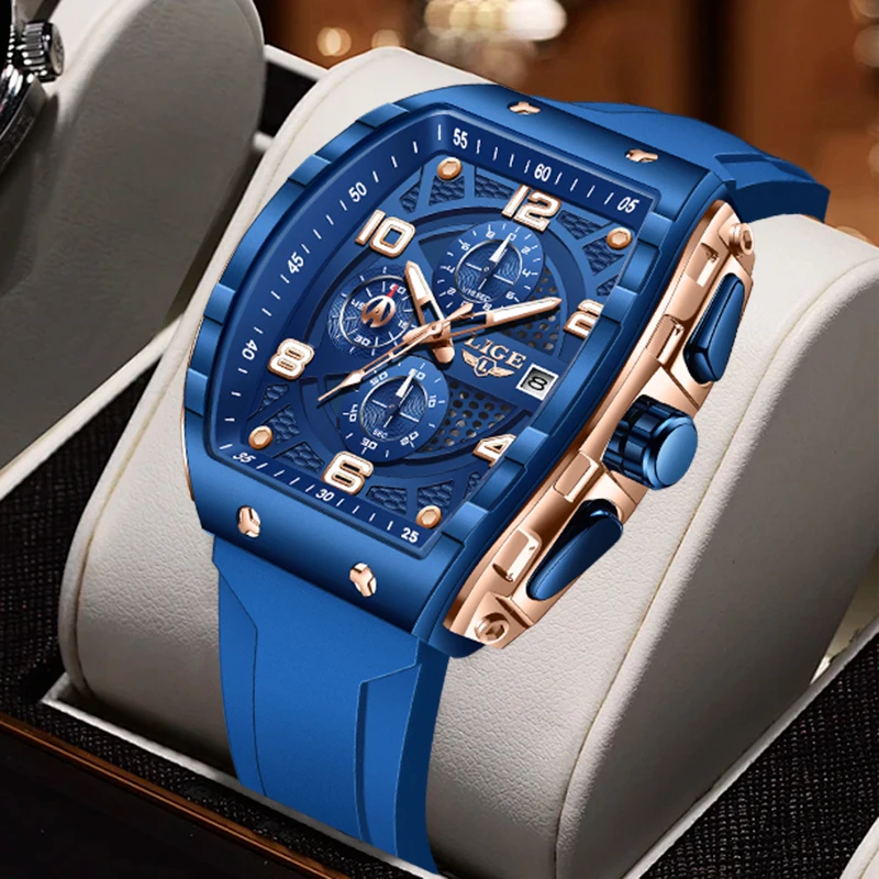 

Мужские наручные часы LIGE: модные, роскошные, деловые, повседневные, спортивные, водонепроницаемые, светящиеся, с календарем, кварцевые, для мужчин + коробка