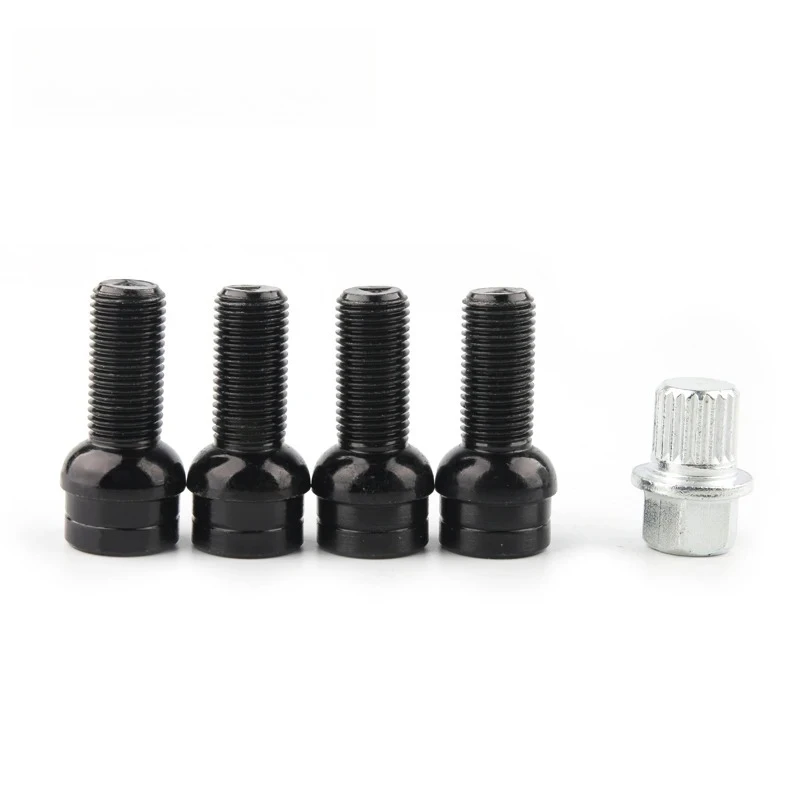 

new M14x1.5 8D0601139F Wheels Bolt Key & Lock Lug Nut Set For VW/Golf/Jetta/Beetle/Passat/Audi Black