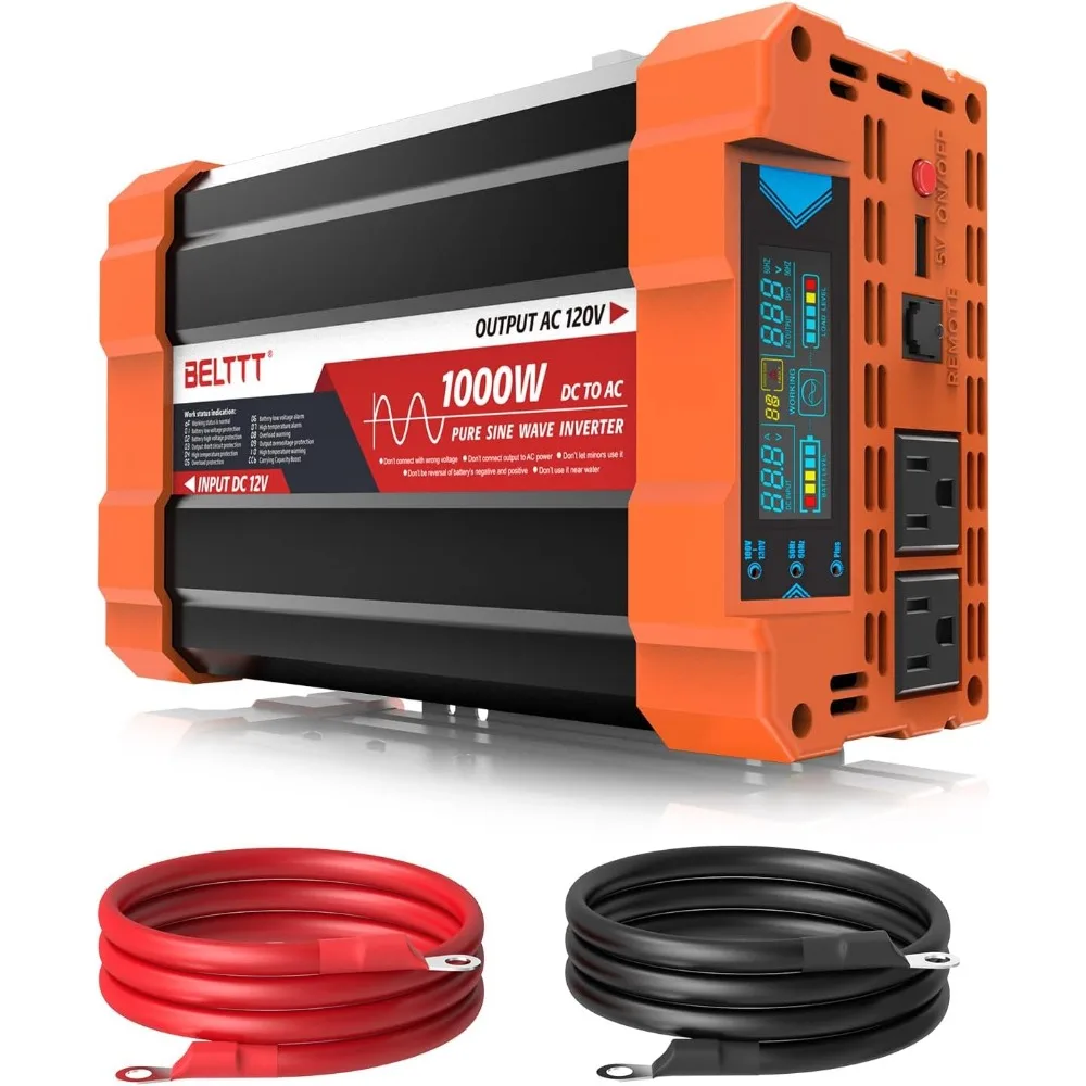 

1000 Watt Pure Sine Wave Inverter: 12V DC to 120V AC for RV, Truck, and Off-Grid Solar Applications