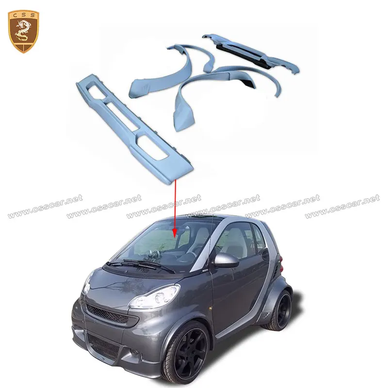Lorins-er Style PU Material Car Front Rear Bumper Lip Wide Fender Flare Wheel Arche Flare Extension For Benz Smart 451 2010-2014