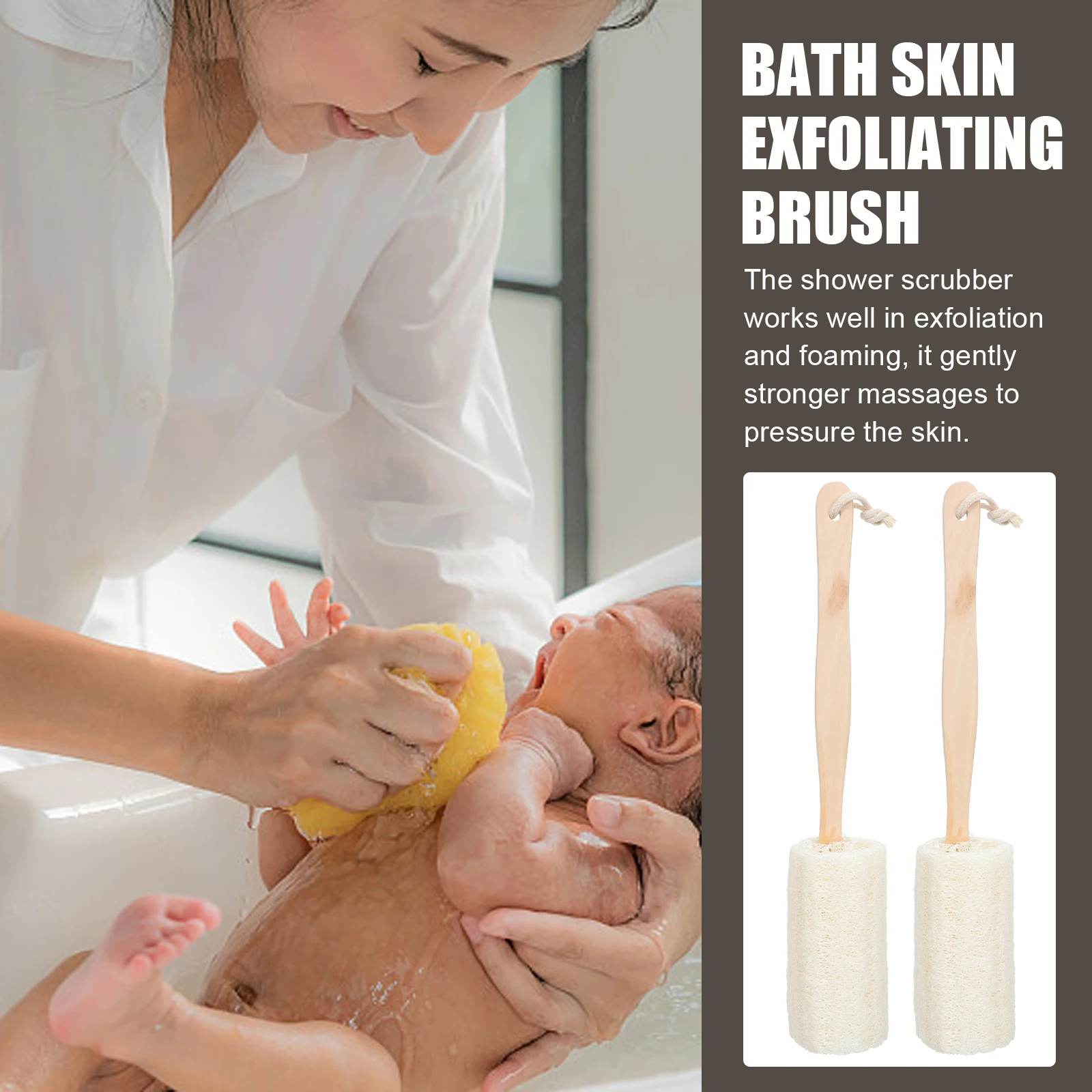 

2 Pcs Loofah Bath Brush Cleaning Back Scrubber Cleansing Sponge Exfoliating Body Wooden for Man Exfoliator Shower