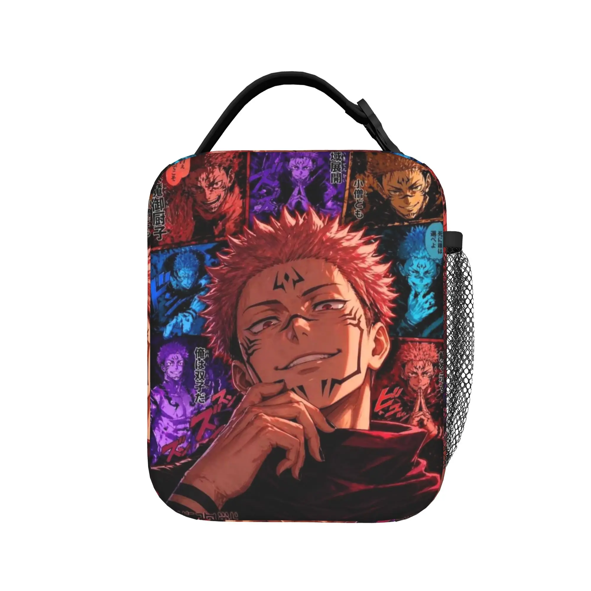 Yuji Itadori Lunch Bag For Child  Designer School Lunch Box Retro Portable Oxford Cooler Bag