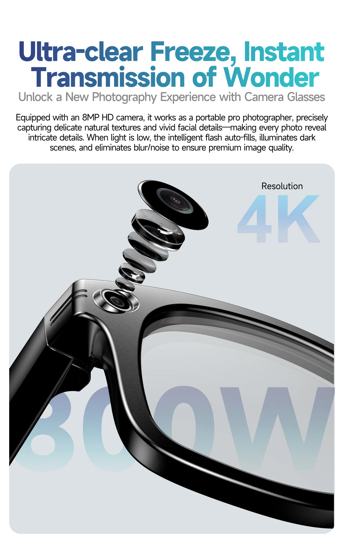 SANVNET GS4 MAX Smart Glasses 8MP Camera BT Audio Call Wi-Fi Transfer AI Translation Video Recording Smart Wearable Headset