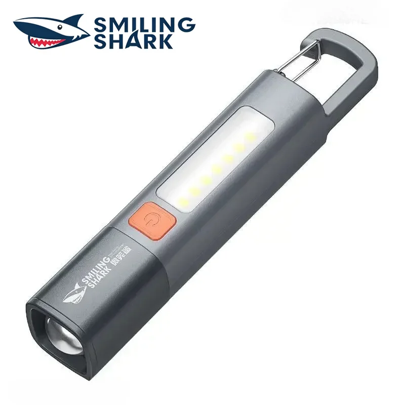 SMILING SHARK Zoomable Focus Adjustable Flashlight Portable Outdoor Camping Fishing Hiking Emergency Lighting SD‑1023