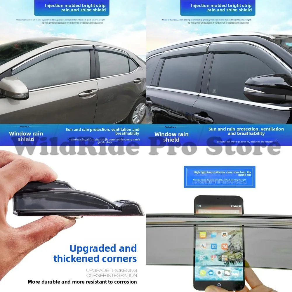 

1 комплект литого под давлением автомобильного оконного козырька от дождя, 3D гальваническая глянцевая отделка, комплект модификации дефлектора от дождя для седана SUV MPV Vehi