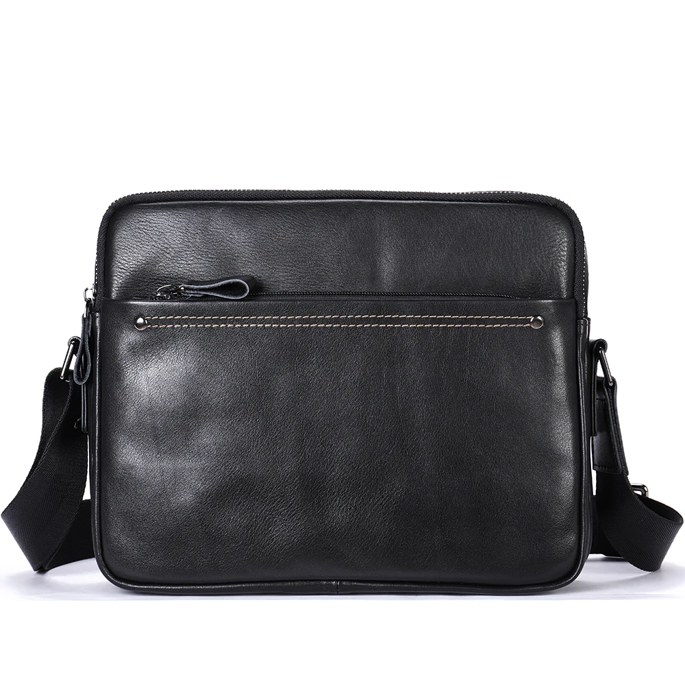 

men's top layer cowhide shoulder bag Business casual soft leather horizontal crossbody bag iPad messenger bag