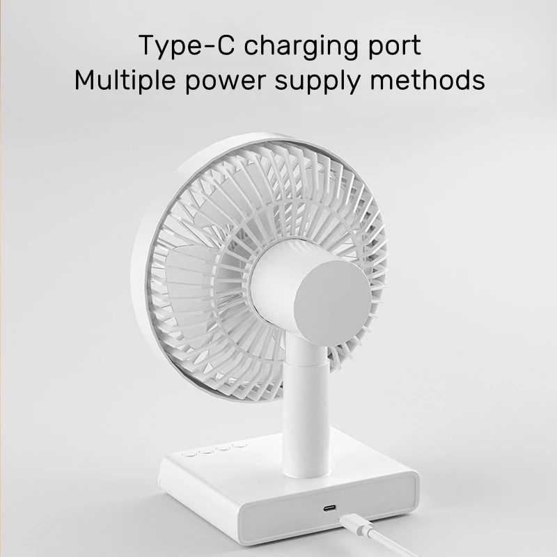 4000mAh Shaking Head Fan Chargeable Desktop Portable Circulator Wireless Electric Fan with Clock Display Air Cooling Ventilator