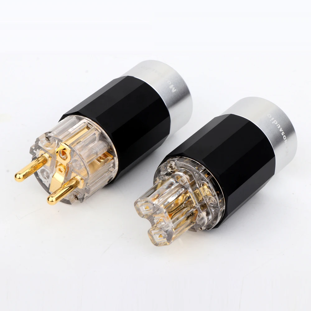 Hi-end E109G/F109G 99.99% Pure Copper EU Plug Type Schuko Power Plug Pure Copper Eu version Power Connector HIFI AC Power Cord