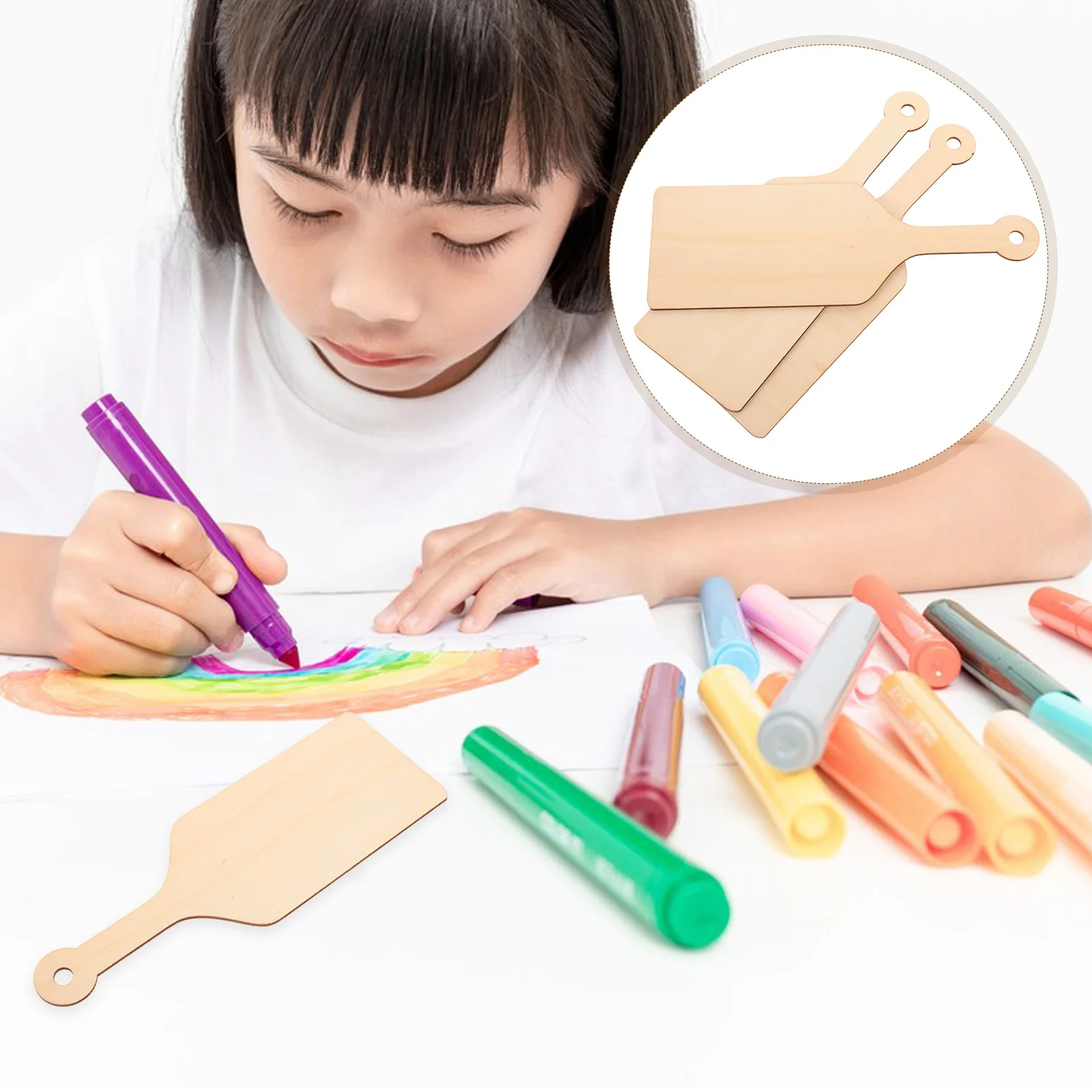 

10pcs Mini Cutting Board Wooden Craft Boards Unfinished Wood For Diy Kids Crafts Paintable Paddle Shape Kitchen Tools
