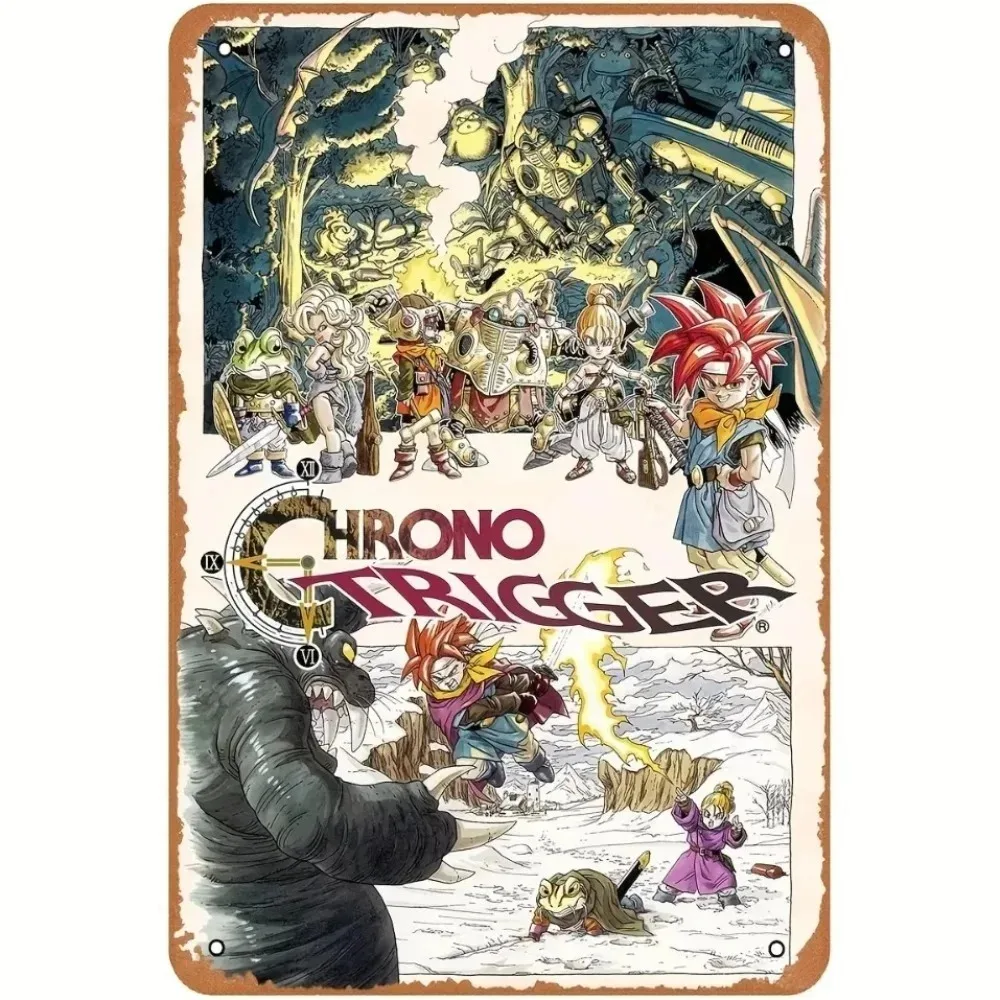 Vintage "Chrono Trigger" RPG Game Retro Pixel Art High Definition Metal Tin Sign Wall Art – HD Printed Tin Plate Decor for Home