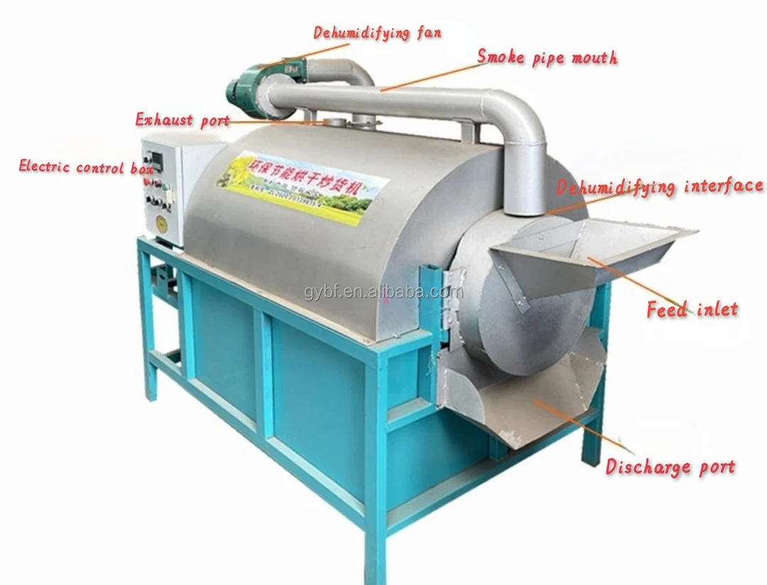High Productivity Low Noise Seeds Roaster Machinery Soybean Wheat Corn Roasted Nuts Rotary Roasting Machine