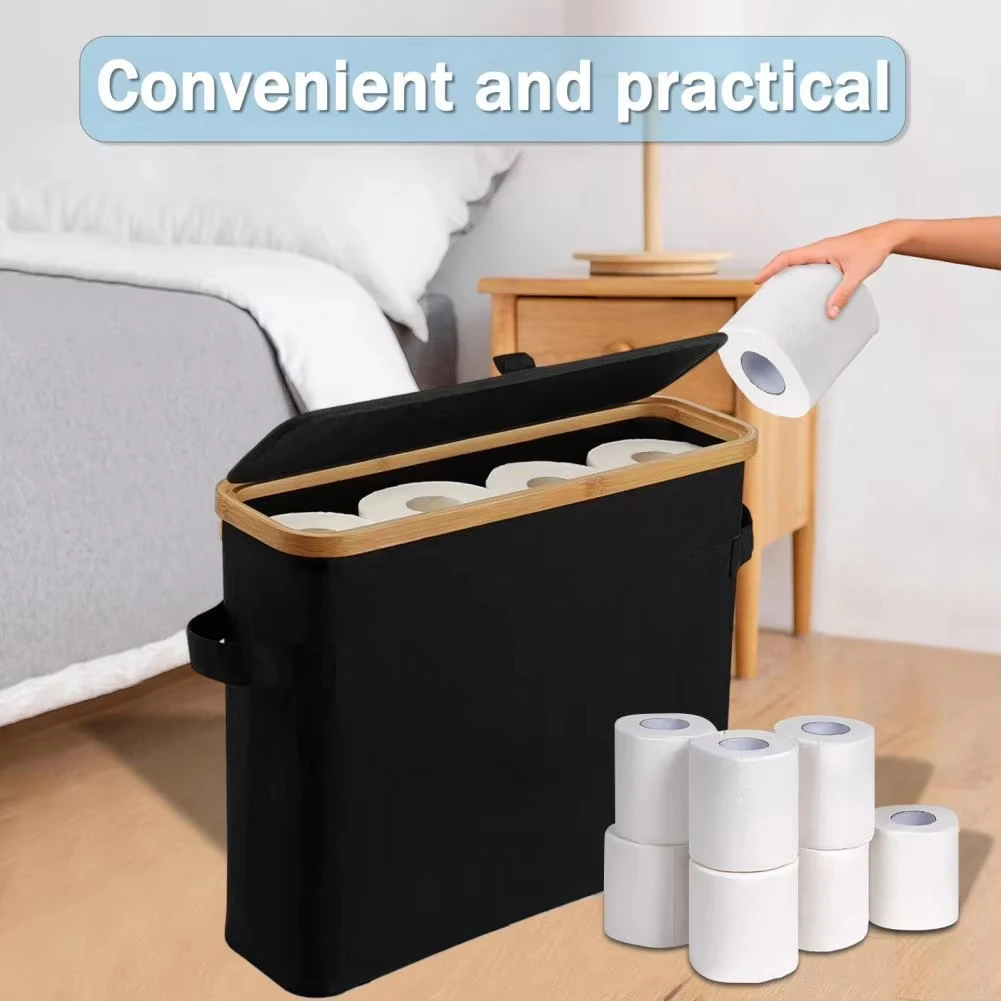 Bathroom Toilet Roll Holder Paper Towel Stand Self-contained Bathroom Organizer Enclosed Tissue Storage Box
