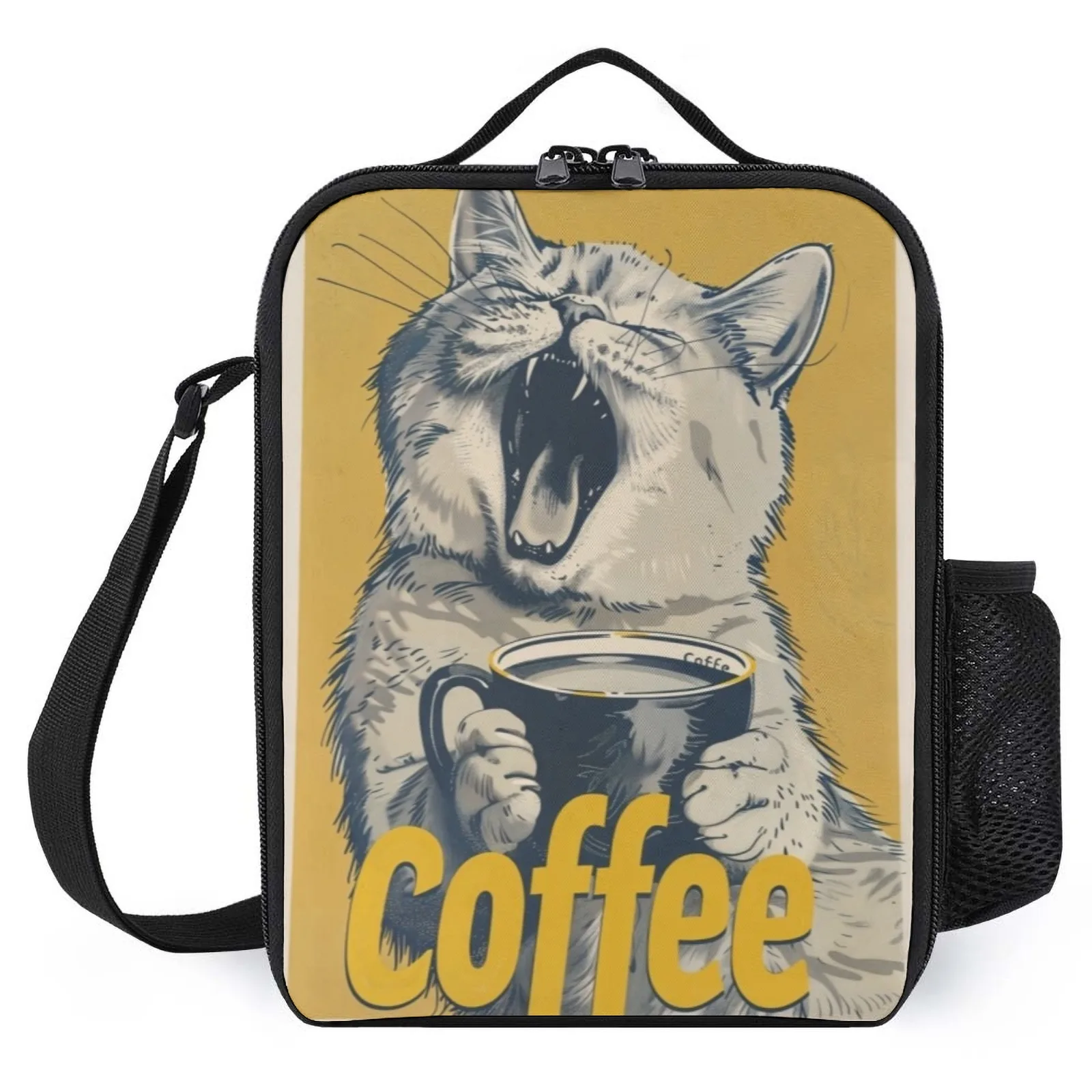 

Cup of Coffee Lonchera Para Almuerzo Printed Lunch Bag With Shoulder Strap Lunch Boxes For Food Insulation Lunch Box Bag