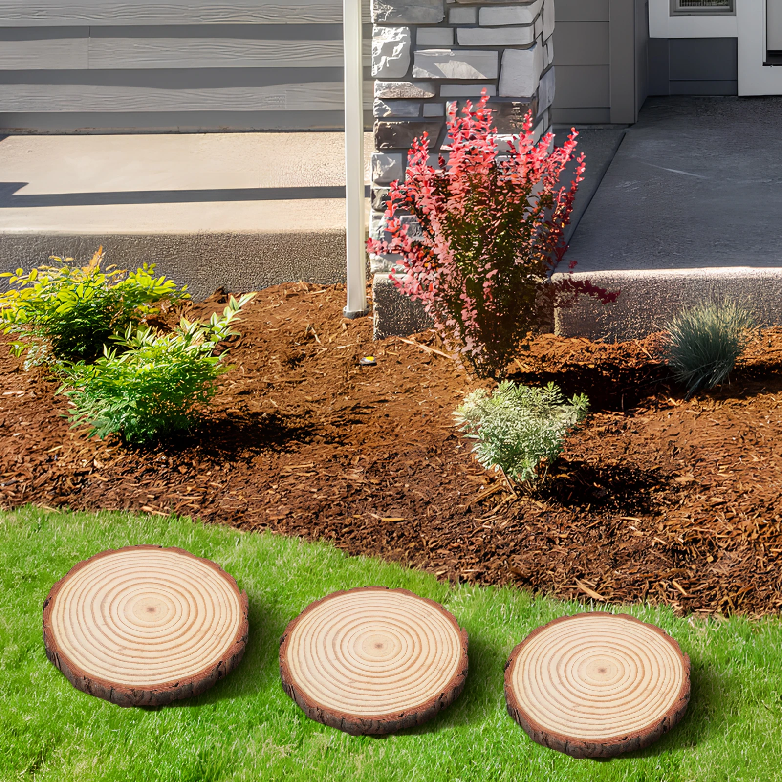 

3pcs Wooden Stepping Durable Wood Paver Lawn Path Maker Outdoor Walkway Stones For Garden Decoration Garden Wood Log Stepping