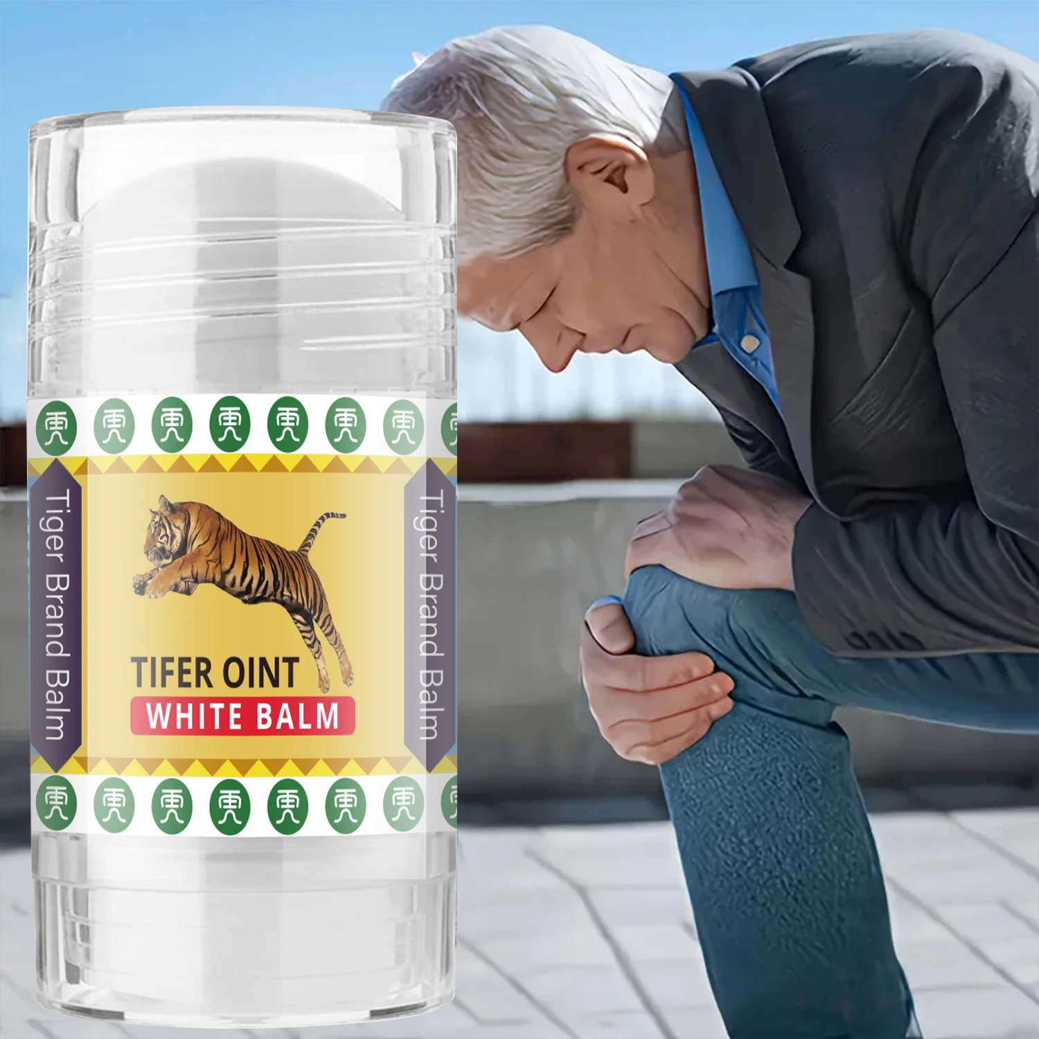 Tiger Body Massage Cream Stick, enthält eine Mischung aus Vitamin E und Olivenöl, tief feuchtigkeitsspendend, einfach aufzutragen, nicht fettend