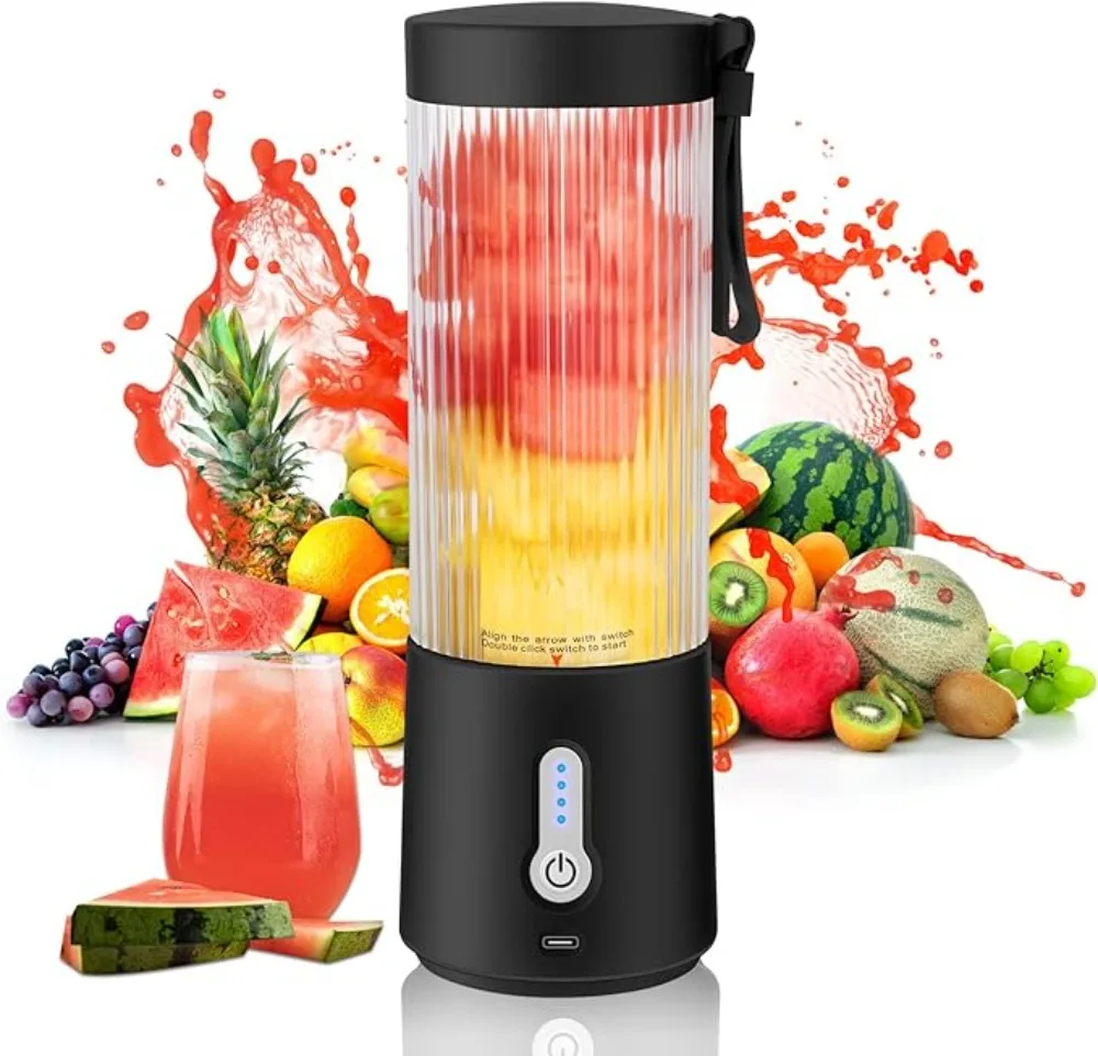 

Portable Blender - 15oz Personal Blender Shakes and Smoothies Maker USB Rechargeable Small Fruit Juicer Cup - Multifunction Mini