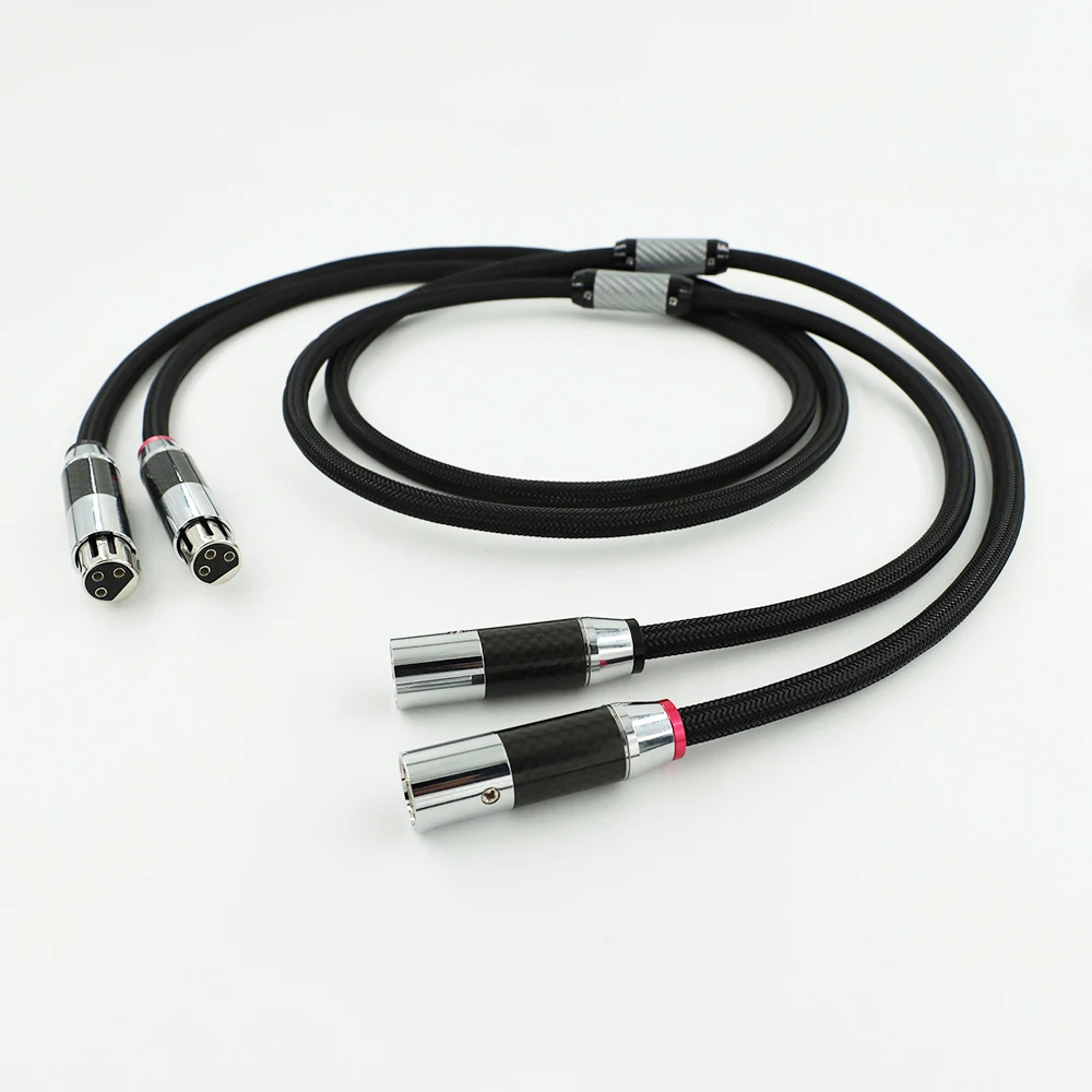 6N sterling silver hifi xlr cable amplifier CD audio cable carbon fiber rhodium plated hifi XLR plug