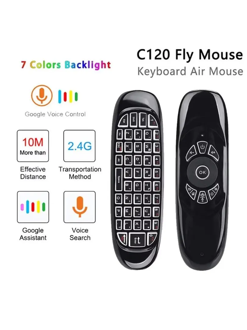 Fly Air Mouse Remote 2.4G 6-Axis Sensor Remote Control Mini Wireless 2.4G Touchpad Keyboard Support Google Voice Control
