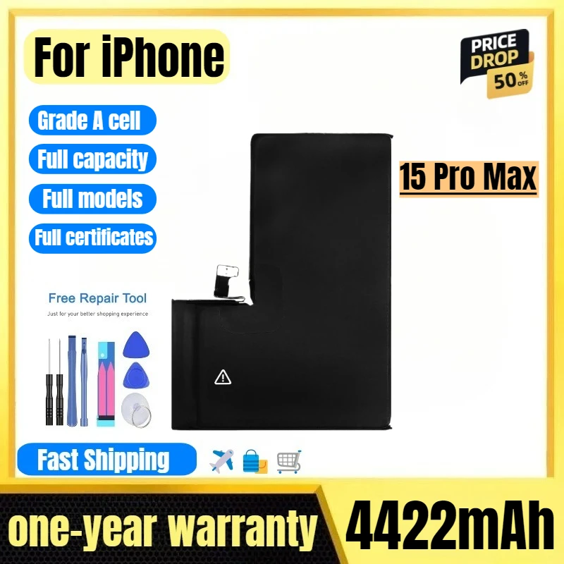 

A2849/A3105 for IPhone15 Pro Max Mobile Phone Battery High Quality High Capacity Replacement Bateria Grade A Cell with Tools